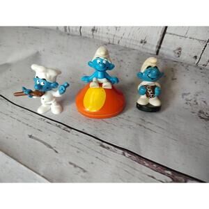 Lot Of 3 Vintage Smurfs Peyo 1982 1978 Chef Hot Coco Mushroom